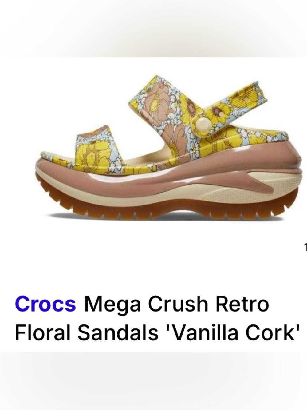 CROCS Mega Crush Retro Floral Sandals 'Vanilla Cork’